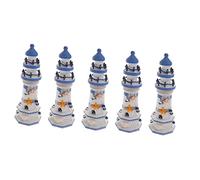 NUOBESTY 5pcs Mediterranean Lighthouse Ornament Wooden Nautical Decor for Desktop Compact Coastal Decoration for Beach Theme Living Room Bedroom Restaurant Sturdy Natural Craft