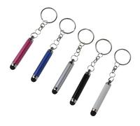 NUOBESTY 5pcs Mini Capacitive Stylus Pens Keychain Set for Touch Screens Portable Universal Touchscreen Stylus Pens for Tablets and Phones Keyring in Black, White, Silver, Blue, and Rose
