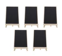 NUOBESTY 5Pcs Mini Chalkboard Signs with Wooden Stands, Rectangular Tabletop Blackboard for Coffee Shops, Restaurants, and Home Décor, Vertical Writing Board Set