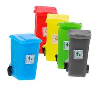 NUOBESTY 5pcs Mini Trash Can Model Doll House Decor Micro Landscape Decor Garbage Can Model Table Layout Scene Decoration