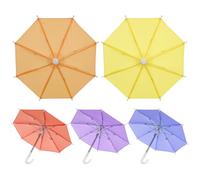 NUOBESTY 5pcs Mini Umbrella Garden Decoration Hanging Ornament Decorative Props Kids Children Toy Solid Color Random Color