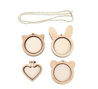 NUOBESTY 5pcs Mini Wooden Cross for Embroidery Includes Kitten Bear Shape Gold Bead Chain Easy to Assemble Crafting Frames for Sewing Projects