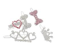 NUOBESTY 5pcs Pet Dog Hair Accessories Bone and Crown Shape Hair Clips Rhinestone Decorative Hairpins for Puppies and Cats