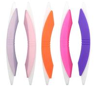 NUOBESTY 5pcs Professional Nail Files and Buffers for Manicure with Double-Ended Curved Shaped Design, Plastic Material, Stylish and Chic Nail Tools for Home and Salon Use