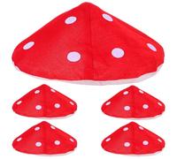 NUOBESTY 5pcs Red and White Spotted Mushroom Hat Oversized Adjustable Cosplay Headwear for Men Women Christmas Party Food Costume Accessory