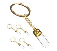 NUOBESTY 5pcs Small Glass Bottle Keychain Pendants with Gold Caps Versatile Empty Perfume Bottles for Refills Lightweight Mini Glass Vials for Hanging Accessories and Creative Drift