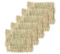 NUOBESTY 5pcs Small Natural Woven Rabbit Straw Mat, Summer Cooling Bed for Bunny, Hamster, Guinea Pig, Suitable for Small Cages and Four Seasons Use