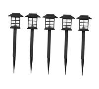 NUOBESTY 5pcs Solar Powered LED Lawn Lights Mini House Lantern Garden Stake Lights Outdoor Pathway Decorative