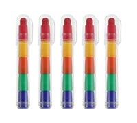NUOBESTY 5pcs Stackable Chunky Crayons Friendly Grip and High Color Saturation, Plastic Rainbow Sorting Crayons for Creative Art Parties and Birthday Favors