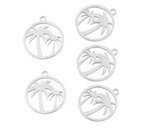 NUOBESTY 5pcs Stainless Steel Palm Tree Charms Lightweight Coconut Pendants for DIY Necklaces Bracelets Keychains Tropical Hawaiian Jewelry Accessories