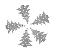 NUOBESTY 5Pcs Stainless Steel Xmas Tree Pendant Charms DIY Jewelry Supplies Mini Christmas Tree Necklace Making Pendants for Holiday Crafts