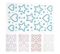 NUOBESTY 5Pcs Star and Heart Rhinestone Face Stickers Self-Adhesive Festival Gems with Silver Ab, Pink, Purple, Red, Blue for Stage Makeup and Valentine'S Day