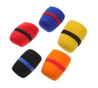 NUOBESTY 5pcs Thick Microphone Sponge Covers Windshield Protective Mic Covers for Singing Recording Noise Reduction Microphone in Black Red Yellow Orange