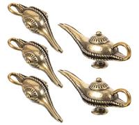 NUOBESTY 5pcs Vintage Brass Enchanted Lamp Pendant Charm Keychain Decor Delicate Lamp Shape Keyring Ornament for Crafts Decoration