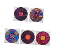 NUOBESTY 5pcs Vintage Vinyl Record Wall Stickers DIY Music Themed Art Decor for Unique Home and Cafe Styling Self Adhesive Wall Decorations for Music Lovers