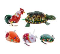 NUOBESTY 5Pcs Wind-up Tin Toys for Kids - Retro Clockwork Animal Playthings, Mouse, Turtle, Rabbit Toy for Party Favors & Collectibles (Random Style)