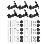 NUOBESTY 6 Sets Iron Ceiling Hooks Screw Mounted Under Shelf Hangers Black | Decorative Cap with Hidden Screws, Multipurpose Use for Bathroom, Kitchen, Garage Cabinets and Storage