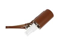 NUOBESTY 60ml Refillable Travel Hand Bottle Brown PU Leather Keychain Holder, Portable Empty Squeeze Bottle for Hand Hygiene on the Go