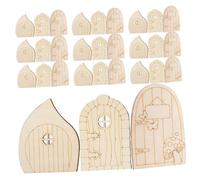 NUOBESTY 60pcs Mini Wooden Fairy Doors Craft Kit Unpainted Sustainable Natural Wood Dollhouse Accessories for Wall Home Party Decoration Enchanting DIY Tiny Doors