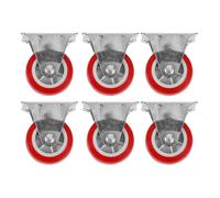 NUOBESTY 6pcs 2-inch Silent Rigid Plate Caster Wheels Heavy Duty Rubber Workbench Casters for Furniture and Industrial Use, Non-swivel, Sturdy Plate Wheels for Workshop Equipment