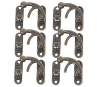 NUOBESTY 6PCS Antique Hook Hasp Lock with Mounting Screws Vintage Metal Toggle Latch for Wooden Cabinets Jewelry Boxes Suitcases and DIY Craft Projects Secure Closure Hardware
