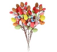 NUOBESTY 6pcs Easter Foam Egg Branches Artificial Colored Egg Floral Picks for Spring Tree Flower Arrangements Table Craft Centerpiece Home Photo Props