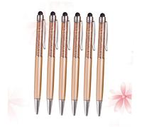 NUOBESTY 6pcs Golden Capacitive Touchscreen Stylus Pens with Retractable Plastic Ballpoint Tips, Crystal Diamond Stylus Pens for Office and School Use, Suitable for Touchscreen Tablets