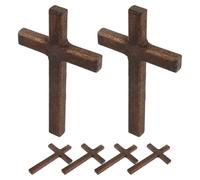NUOBESTY 6pcs Handheld Small Cross Props Wooden Rustic Cross Adorn 4.72x2.75x0.39in Wood Compact Lightweight Christian Catholics Dining Room Hotel Decor