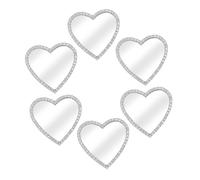 NUOBESTY 6Pcs Heart Shaped Phone Mirror Stickers with Rhinestones Stylish DIY Accessory for Phone Cases Durable and Elegant Design for Travel and Makeup Touch Ups