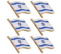 NUOBESTY 6pcs Israel Flag Pin Brooch Badge, Alloy Lapel Pin, Easy to Attach, Lightweight, for Men Suits and Shirts, Gifting, Formal Use