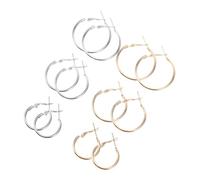 NUOBESTY 6pcs Large C Shaped Round Earrings for Women Statement Hoop Jewelry with Mixed Gold White Metal Fashionable Circle Hoops for Stylish Daily Wear and Elegant Looks