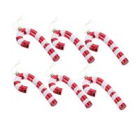 NUOBESTY 6pcs Large Hand-Painted Christmas Tree Candy Decorations Christmas Decoration Candy Cane Hanging Ornaments for Office Home Holiday Indoor Outdoor Celebrations
