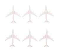 NUOBESTY 6PCS Mini Airplanes Party Favors: Miniature Toy Plane Models for Kids - Plastic Aircraft Collectible Sand Table Accessories, White