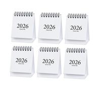 NUOBESTY 6pcs Mini Desk Calendar White Spiral Bound Flip Calendar Month Planner January to July Compact Portable Desktop Organizer for Home Office Scheduling
