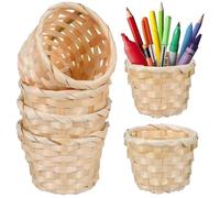 NUOBESTY 6Pcs Mini Woven Baskets - Small Wicker Rattan Baskets for Crafts, Miniature Flower Arrangements, Party Favours, Rustic Home Decor & Storage
