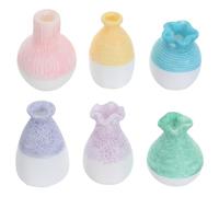 NUOBESTY 6pcs Miniature Bud Vases for DIY Crafting and Micro Landscape Decoration, Resin Tiny Flower Pots for Dollhouse, Suitable for Window Ledges and Shelves, Assorted Colours