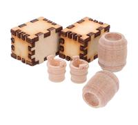 NUOBESTY 6pcs Miniature Wooden Barrel: Mini House Drink Accessories Beer Barrel Figurine Model Wood Crate For Fairy Garden Bar Micro Landscape Decoration Oktoberfest Decor