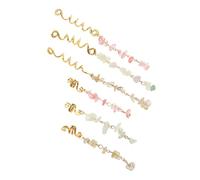 NUOBESTY 6pcs Natural Stone Hair Jewelry Spiral Dreadlock Clips Decorative Loc Accessories for Women Braid Charms Hairstyle Decor with Crystal Pendants