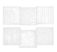 NUOBESTY 6pcs Painting Template, DIY Craft Drawing Templates Trees Stencils Reusable PET Mixed Style Templates for Painting on Wood Walls Canvas Scrapbook Stamp Card Making