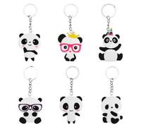 NUOBESTY 6pcs Panda Keychains Panda Shaped Key Rings Assorted Panda Figure PVC Keyring Pendants for Key Bag Ornament Party Favors