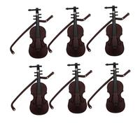 NUOBESTY 6pcs Small Violin Statue Tiny Model Plastic Musical Instrument Figurine for Dollhouse Decor Miniature Violin Toy as Holiday Tree Pendant Christmas Craft Ornament