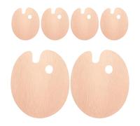 NUOBESTY 6PCS Wood Pallets: Oval Paint Palette Art Pallet - Thumb Holder Trays for Artist - Painting Tray for Acrylic Painting Watercolor & Oil Paint