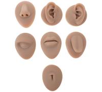 NUOBESTY 7pcs Silicone Practice Body Parts: Realistic Ear, Nose, Lip, Eye, Tongue, Belly Button Training Kit - Soft Silicone for Tattoo/Makeup Practice - for Artists & Beginner