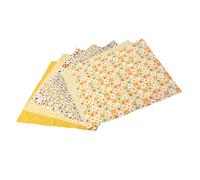 NUOBESTY 7pcs Yellow Floral Cotton Fabric Squares for DIY Crafting and Sewing, Pre-Cut Cotton Cloth Squares for Scrapbooking and Patchwork Projects