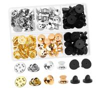 NUOBESTY 84pcs Multi-Function Pin Keepers Flat Round Copper and Rubber Replacement Pin Backs for Name Tags and Badges, for DIY Crafts and Jewellery Making, Not Easy to Fall