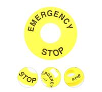 NUOBESTY 8Pcs 22Mm Yellow Emergency Stop Button Safety Ring Stickers Industrial Pushbutton Switch Warning Circle Decals for Control Panel Safety Signs