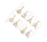 NUOBESTY 8pcs DIY Wood Guitar Cutouts for Music Craft Thanksgiving Birthday Party Decorations Rustic Wooden Hanging Ornaments Safe and Musical Instrument Decor