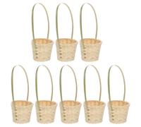 NUOBESTY 8pcs Handmade Woven Bamboo Basket Set, Large 9x7cm Portable Picnic, Flower, Fruit and Vegetable Storage Baskets for Outdoor Picking and Home Decor