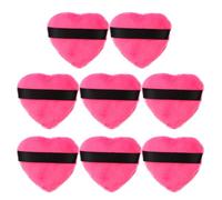 NUOBESTY 8pcs Heart Shape Powder Puff Set with Strap, Rose Red Canvas Cosmetic Puff for Loose and Pressed Face Powder, Makeup Applicator Suitable for Body and Foundation Use