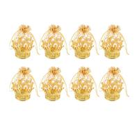 NUOBESTY 8pcs Large Capacity Plastic Candy Boxes with Gold Foil Bags, Crown Shaped Resilient Candy Containers for Wedding and Wedding Shower Favors